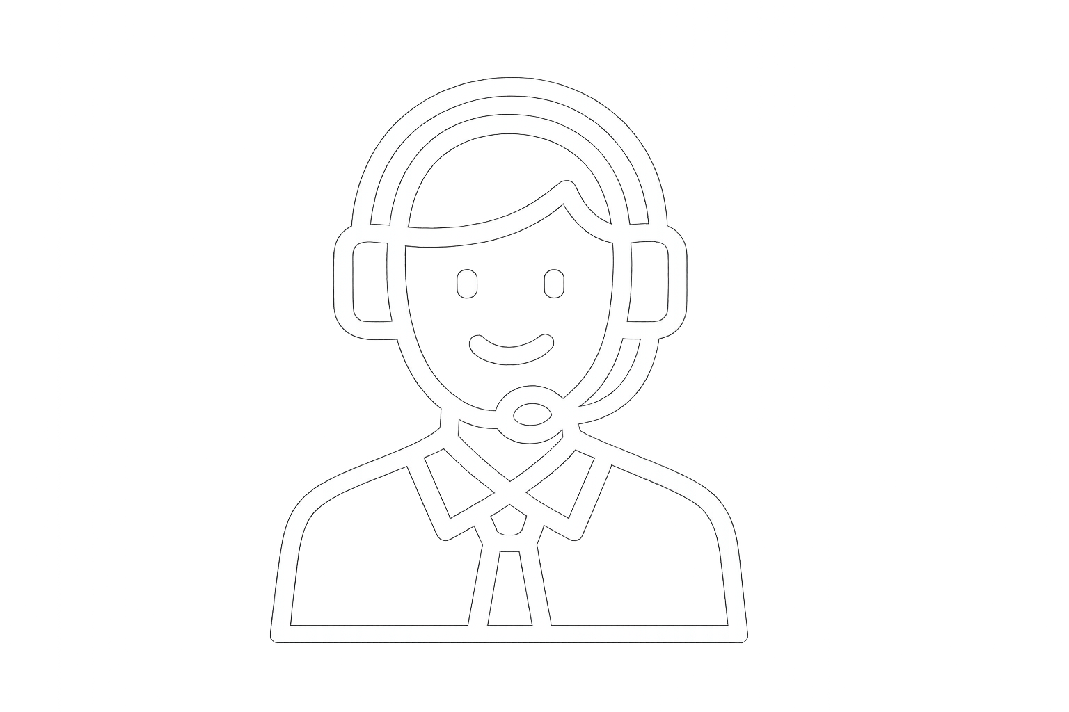 生成一个在线客服人员图标，白色元素，透明底色