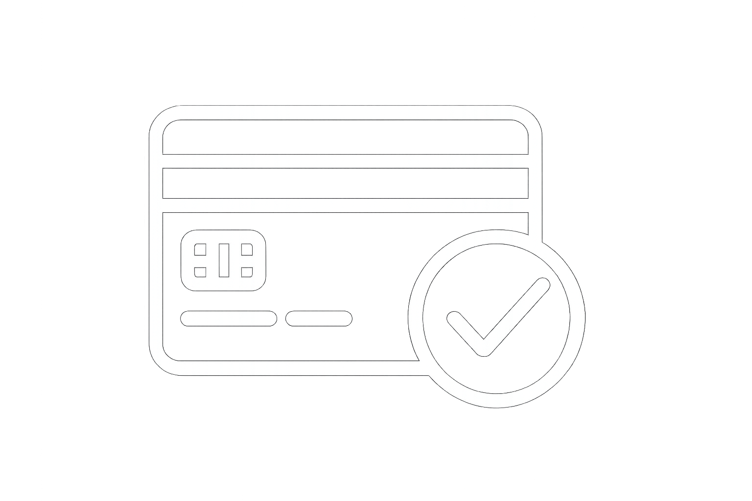 生成一张信用卡相关的支付图标，白色元素，透明底色