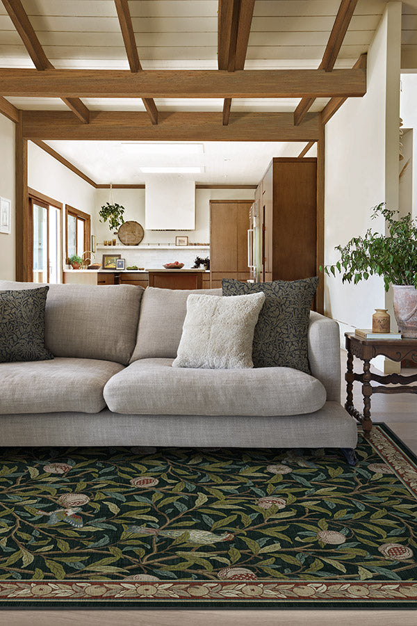 Bird & Pomegranate Teal Green carpet