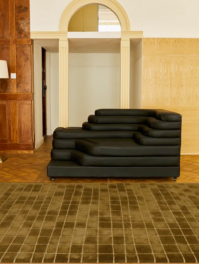 Black and green plaid carpet