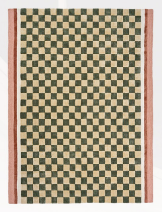 Yellow and beige plaid carpet