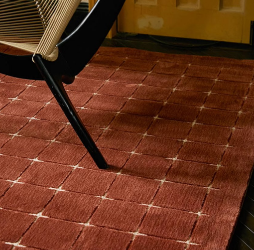 Deep red polka dot carpet