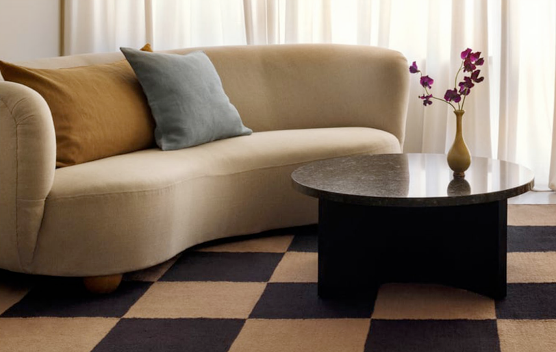 Black and brown plaid carpet