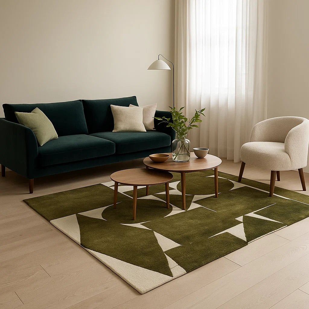 Green geometric carpet