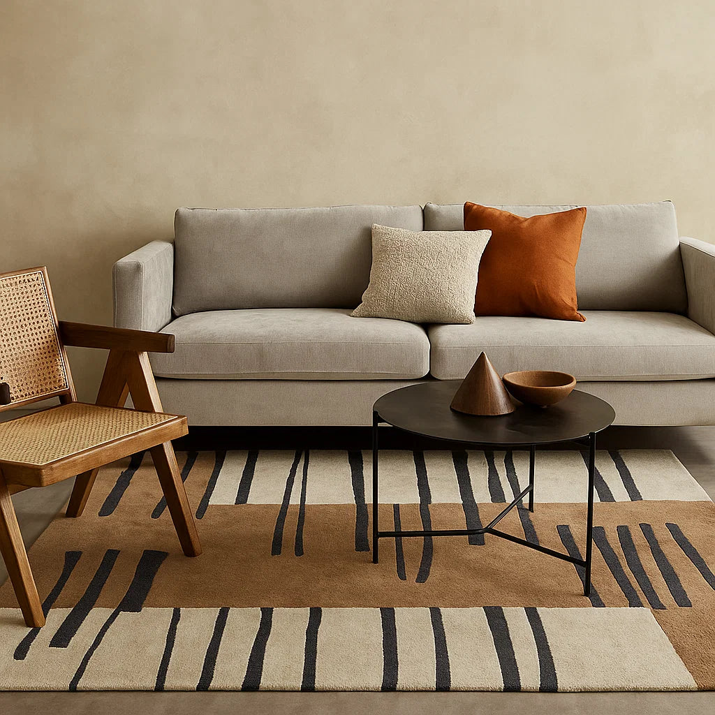 Simple vertical striped carpet