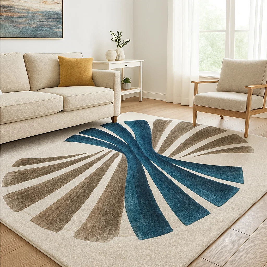 Colorful fan-shaped carpet