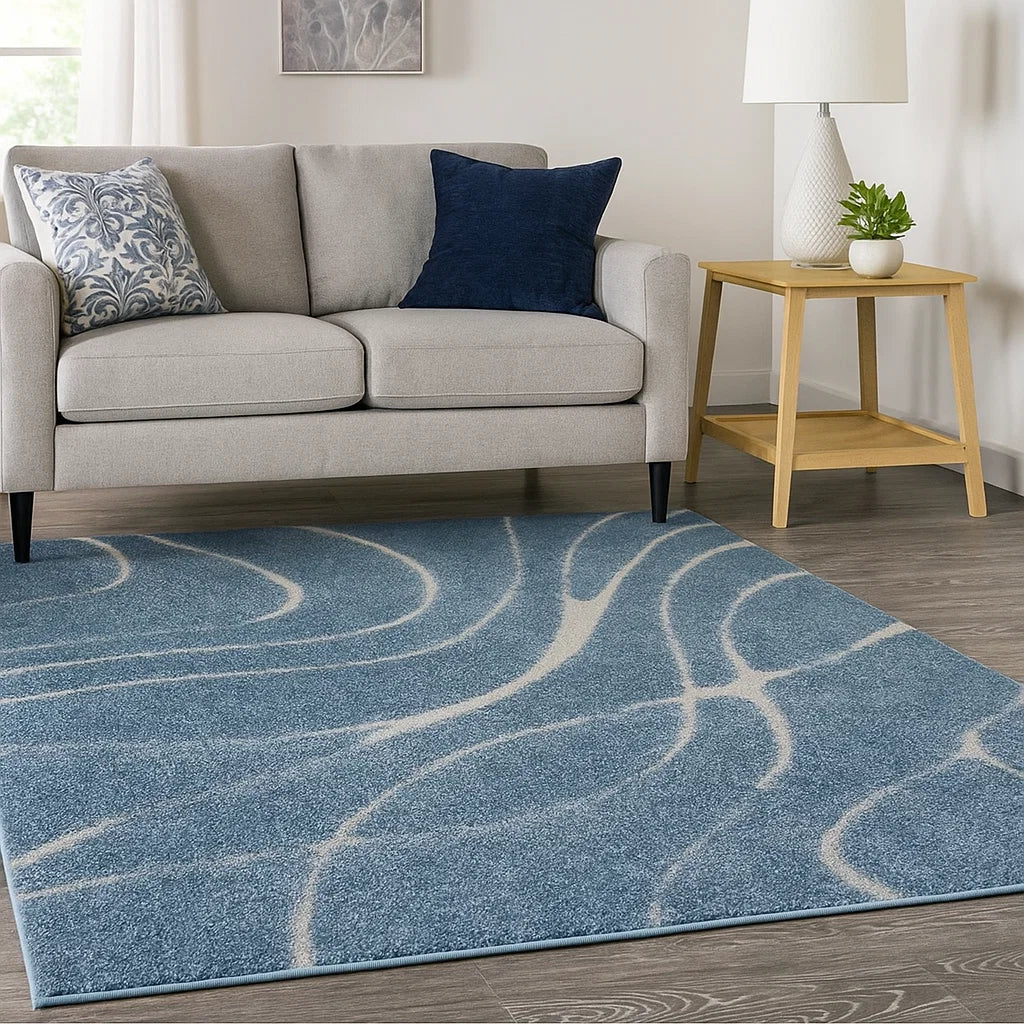 Blue multi-line carpet