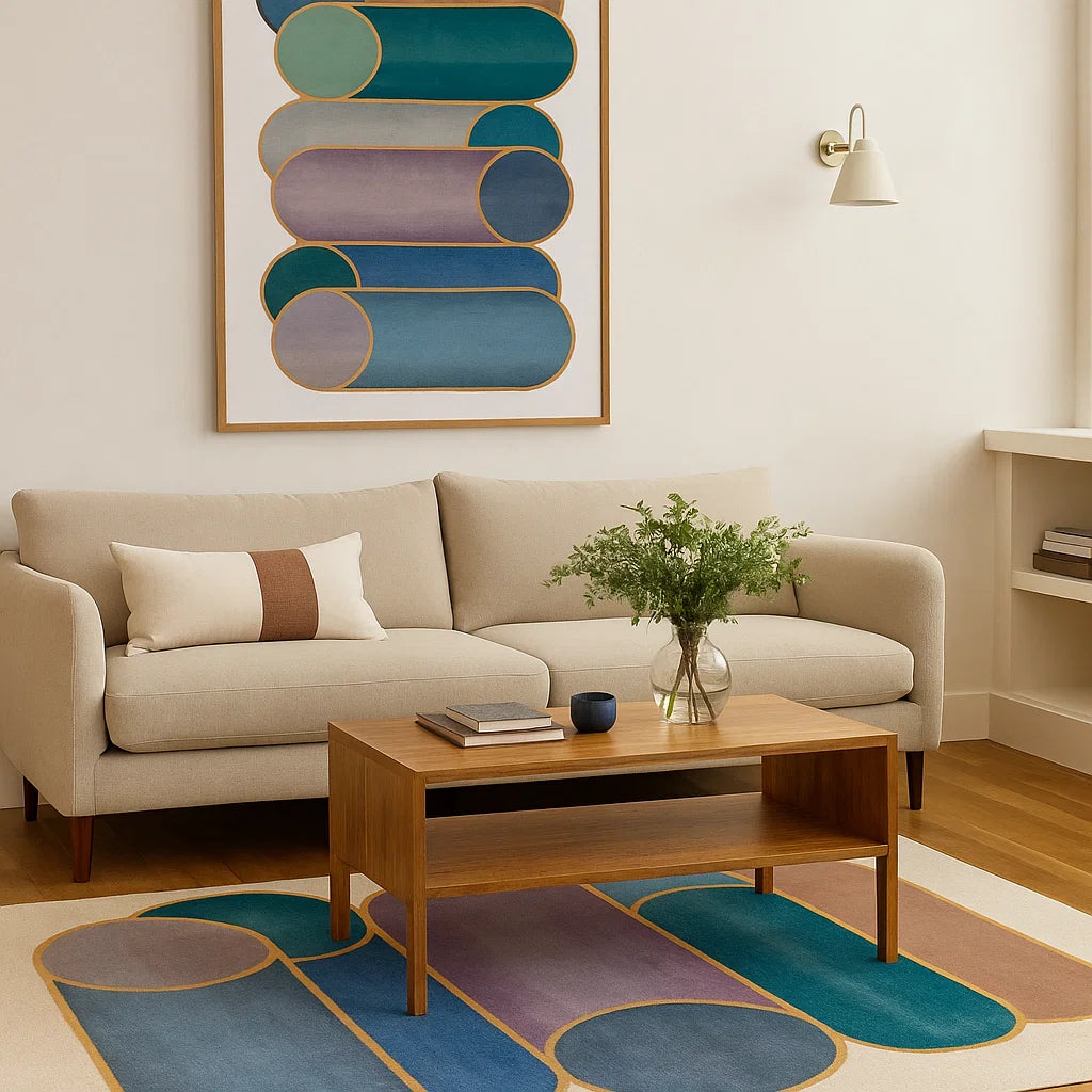 Blue cylindrical carpet