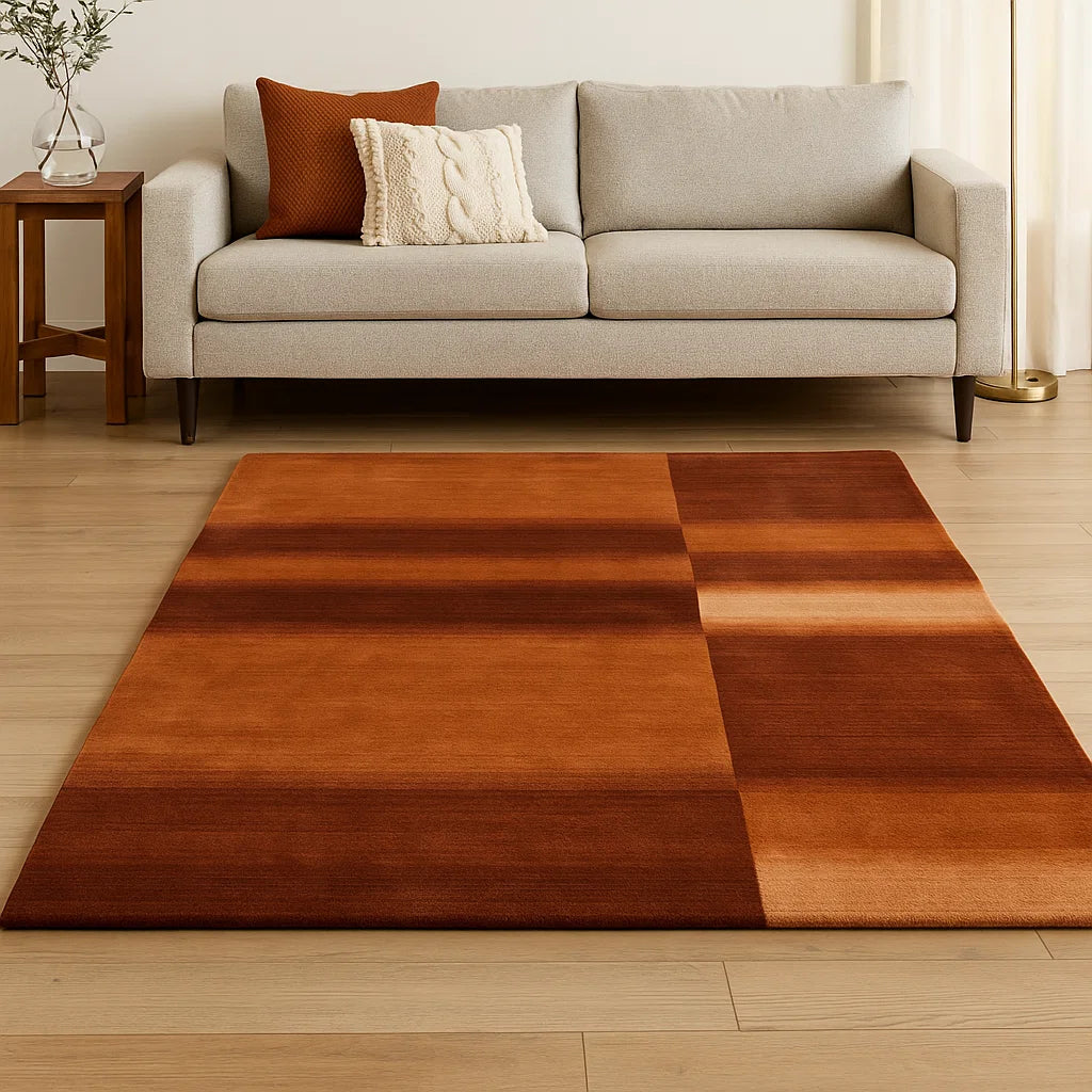 Dark brown large plaid carpet