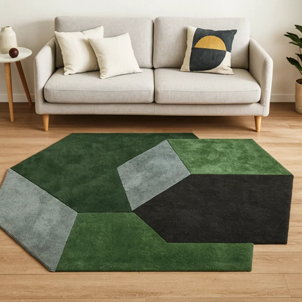 Green irregular carpet